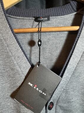 Kiton Napoli Men’s Cardigan Grey Size L Brand New With Tags